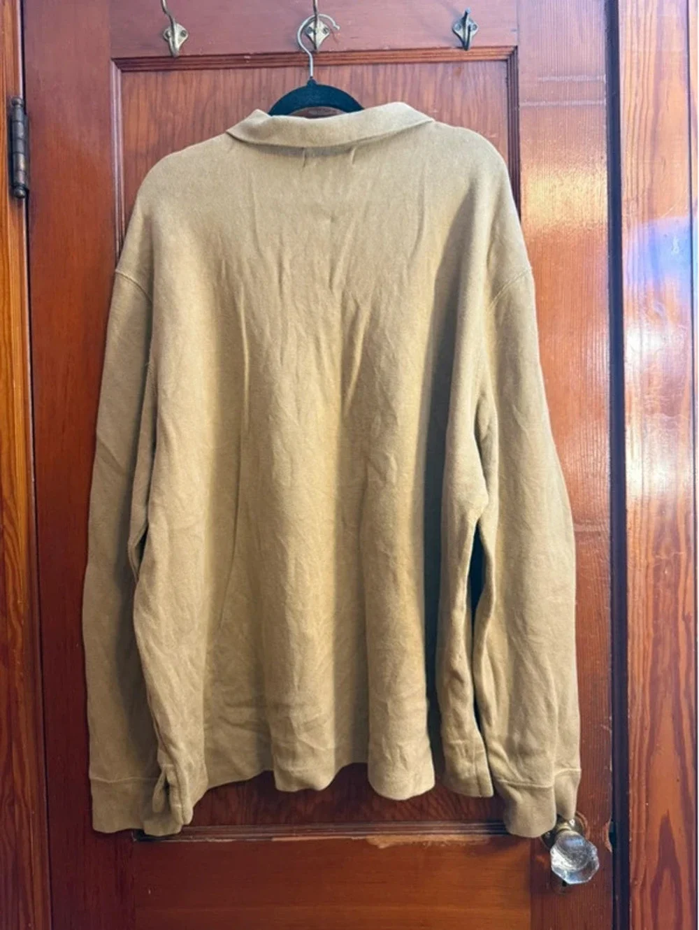 Polo by Ralph Lauren Men’s XXL Quarter-Zip Pullover Tan Camel Green Pony